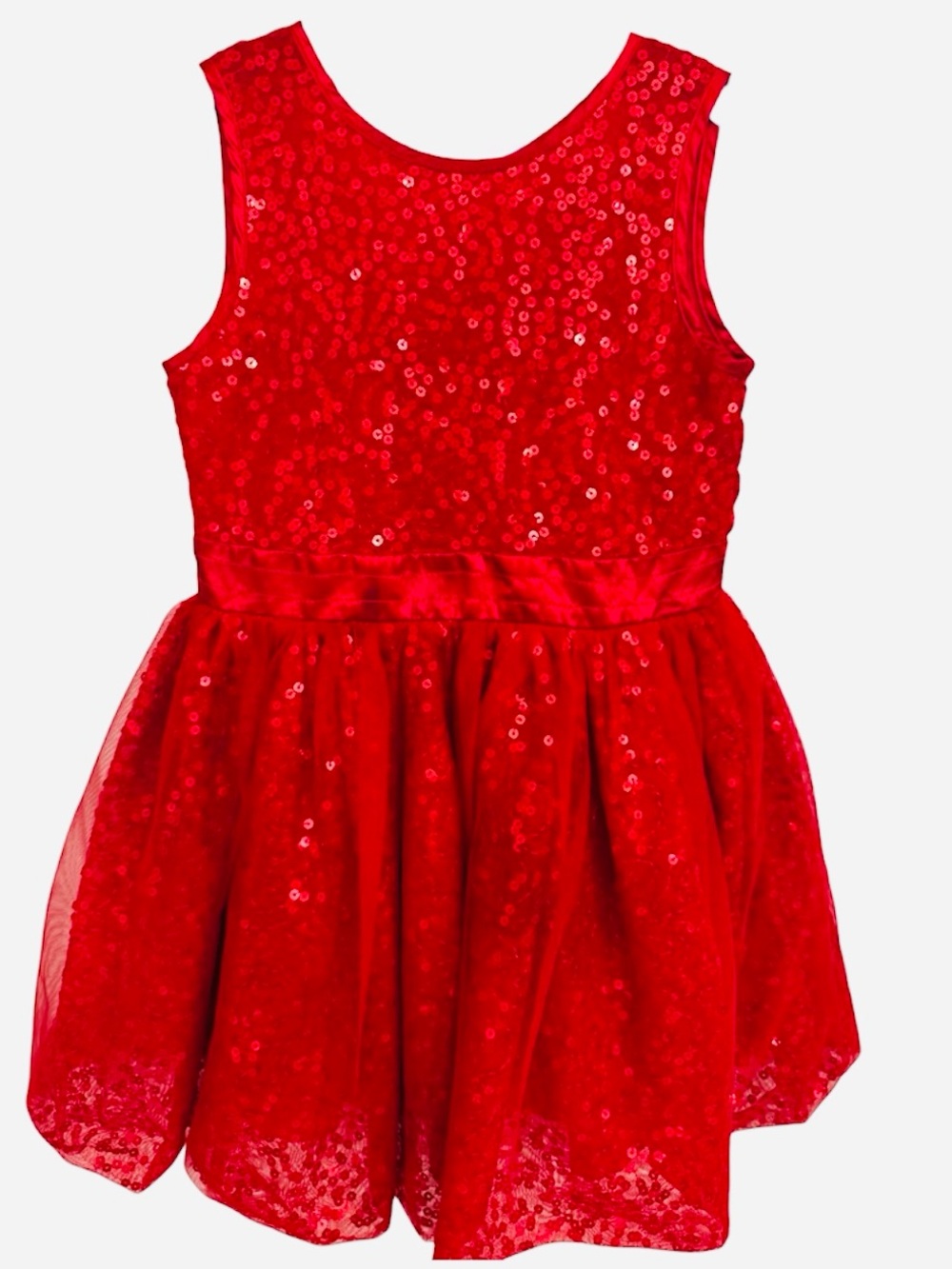 Cat & Jack Girls Red Sequin Tulle Party Dress 4T Christmas Holiday Valentine’s
